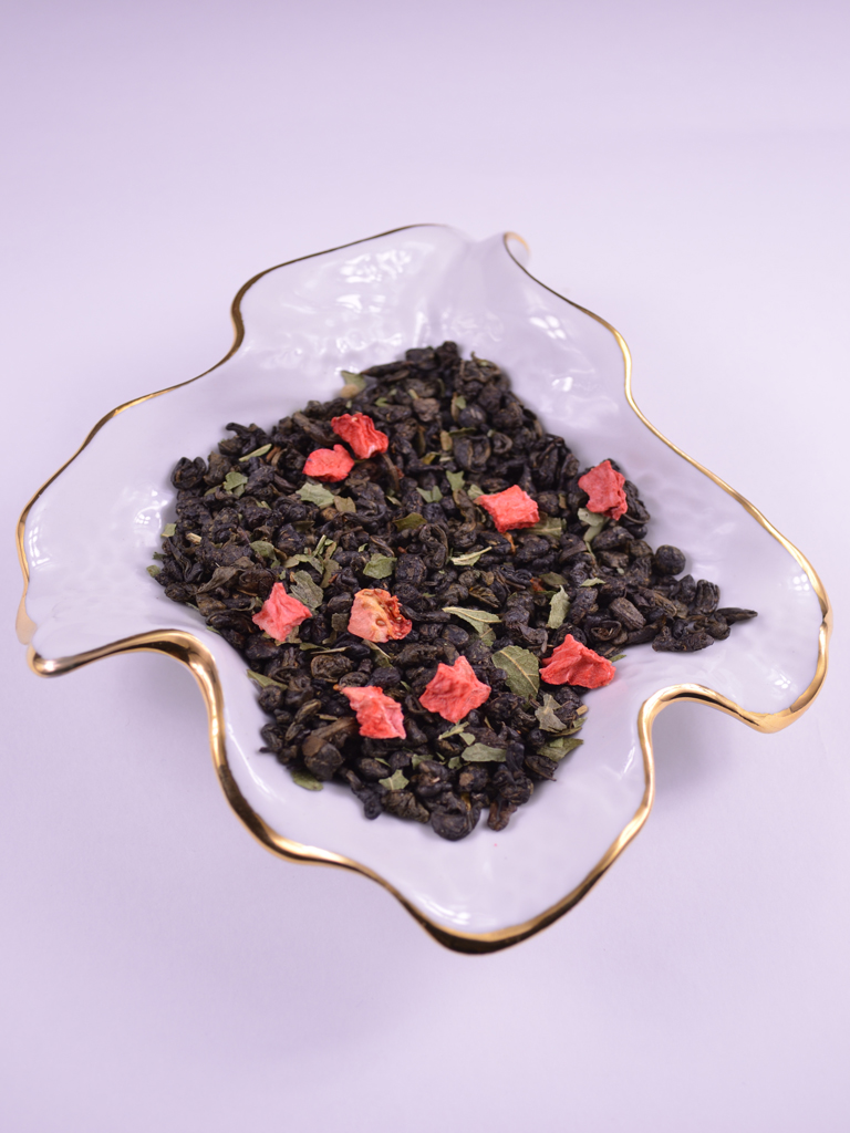 картинка Земляника со сливками, 500 гр. Зеленый ароматизированный чай